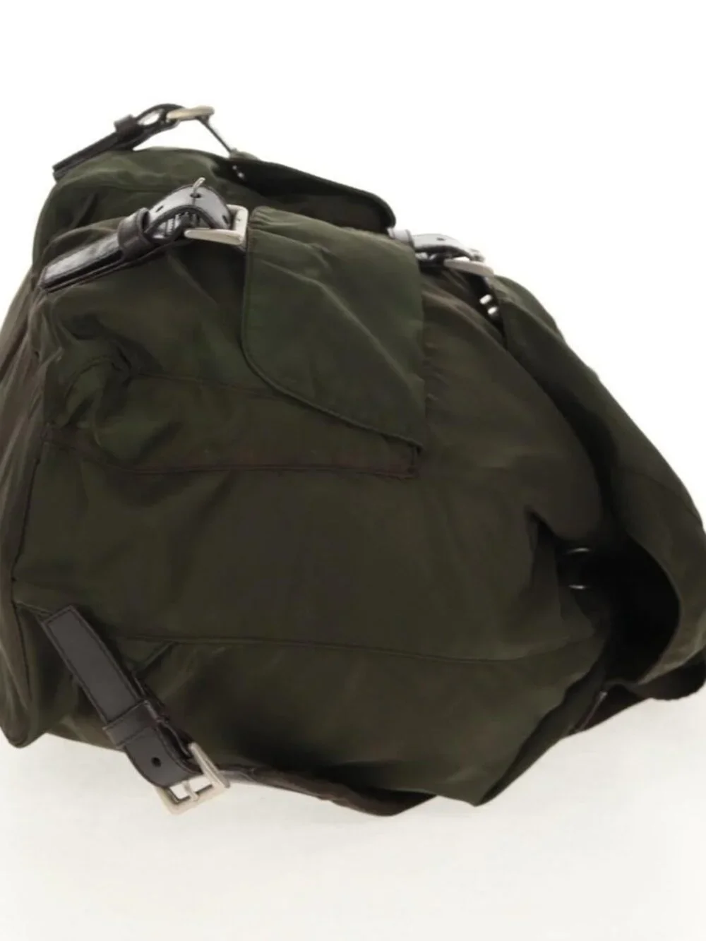 PRADA Backpack Nylon Khaki Silver Auth 157774